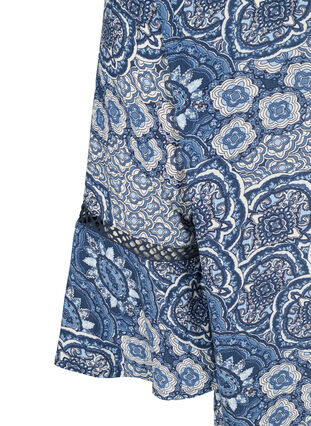 Viskosekjole med 3/4-ermer og mønster, Asian Blue print, Packshot image number 3
