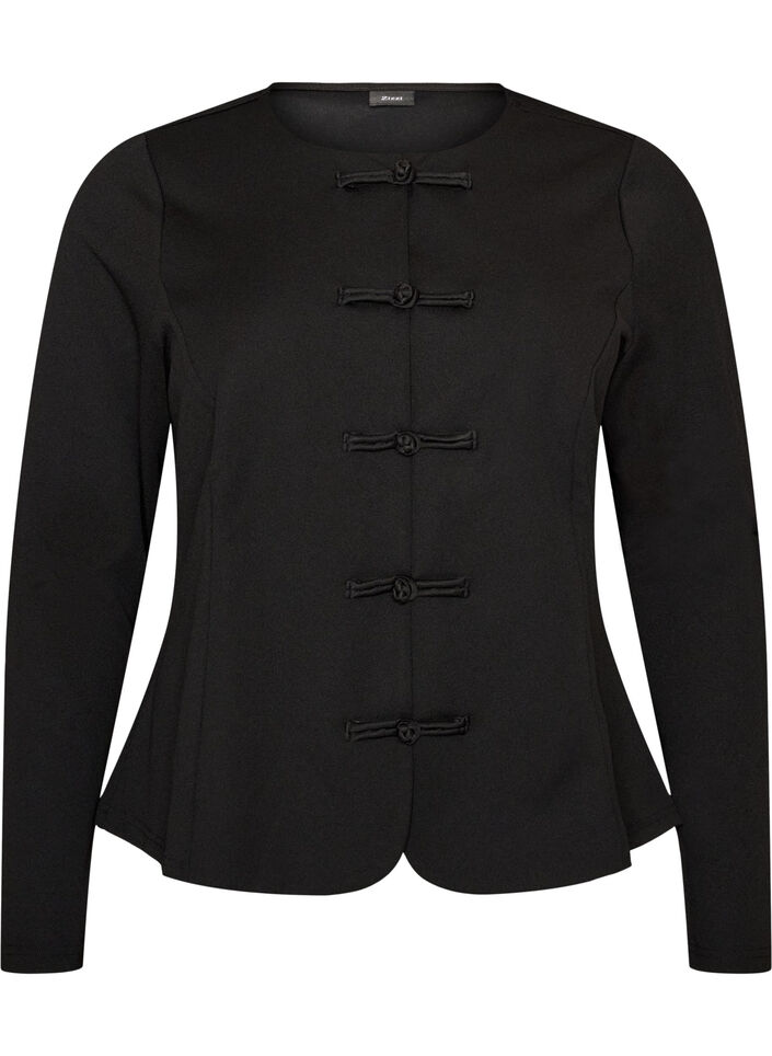 Figurn&aelig;r cardigan med knytelukkinger, Svart, Packshot image number 0