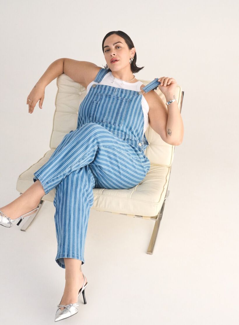 Denim dungarees, , Model