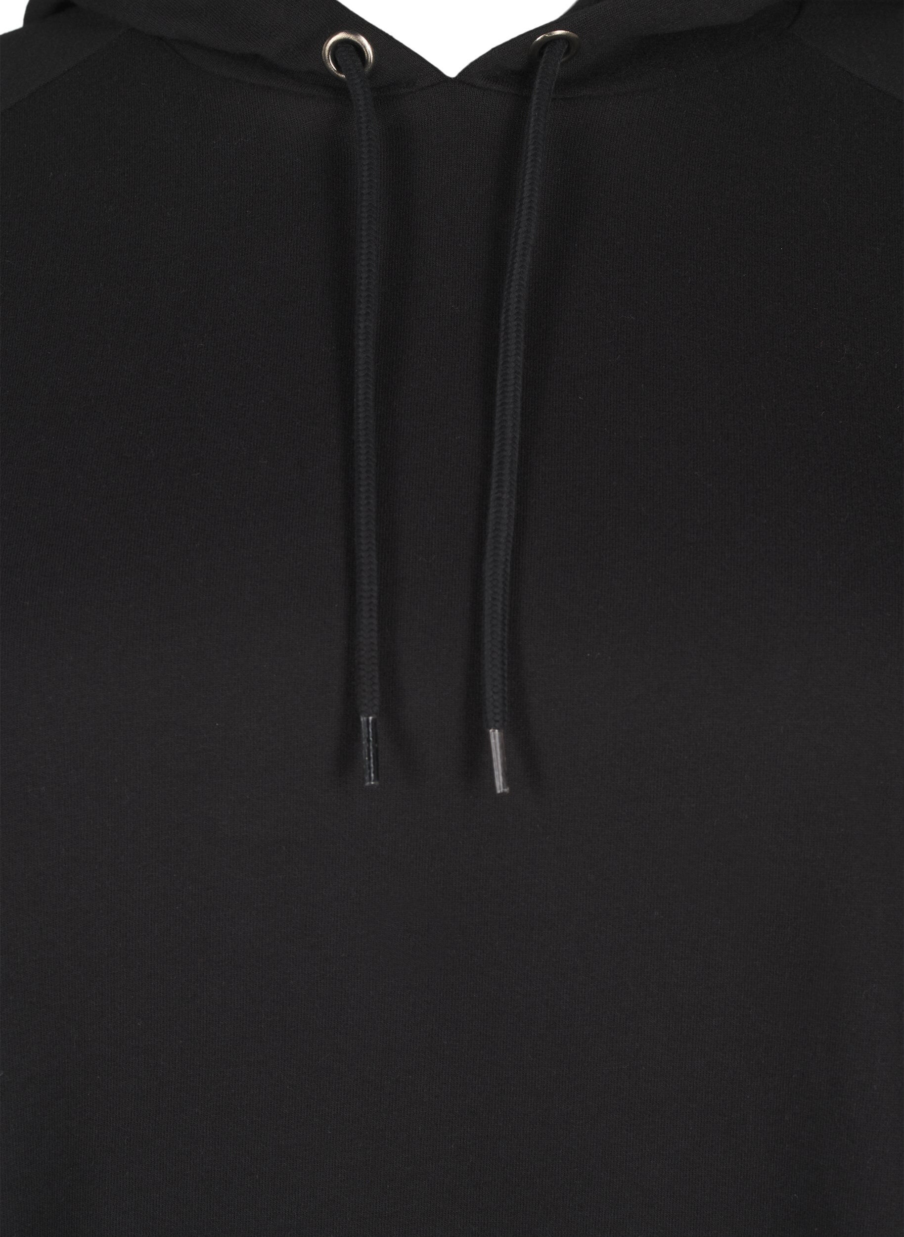 Zizzi Oversize sweatshirt med print p&aring; ermene, Black w. Silver, Packshot image number 2