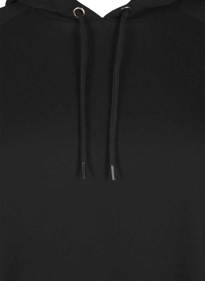 Oversize sweatshirt med print p&aring; ermene, Black w. Silver, Packshot image number 2