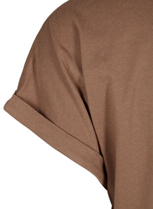 Zizzi Kortermet t-skjorte i en bomullsblanding, Brun, Packshot image number 3