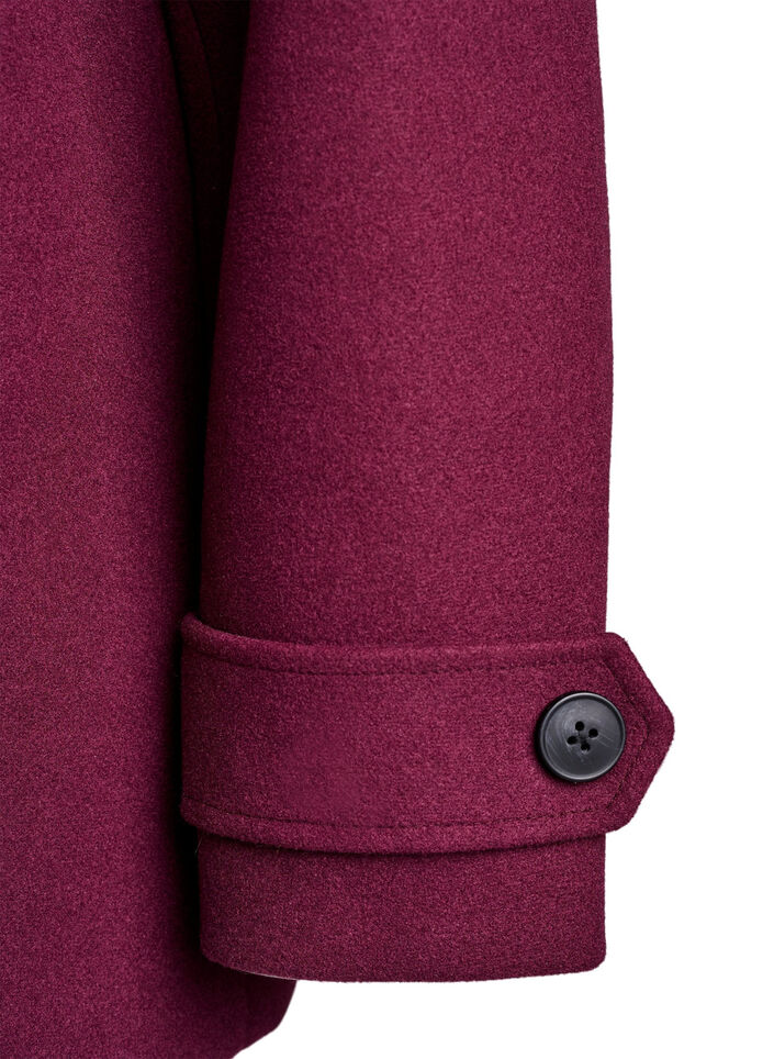 Kort k&aring;pe med dobbeltradede knapper, R&oslash;d, Packshot image number 4