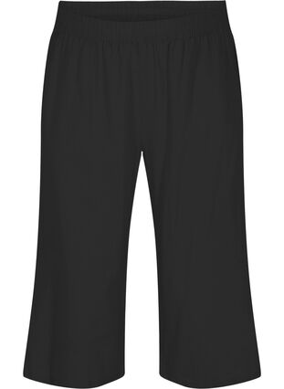 7/8-bukser i bomullsmiks med lin, Black, Packshot image number 0