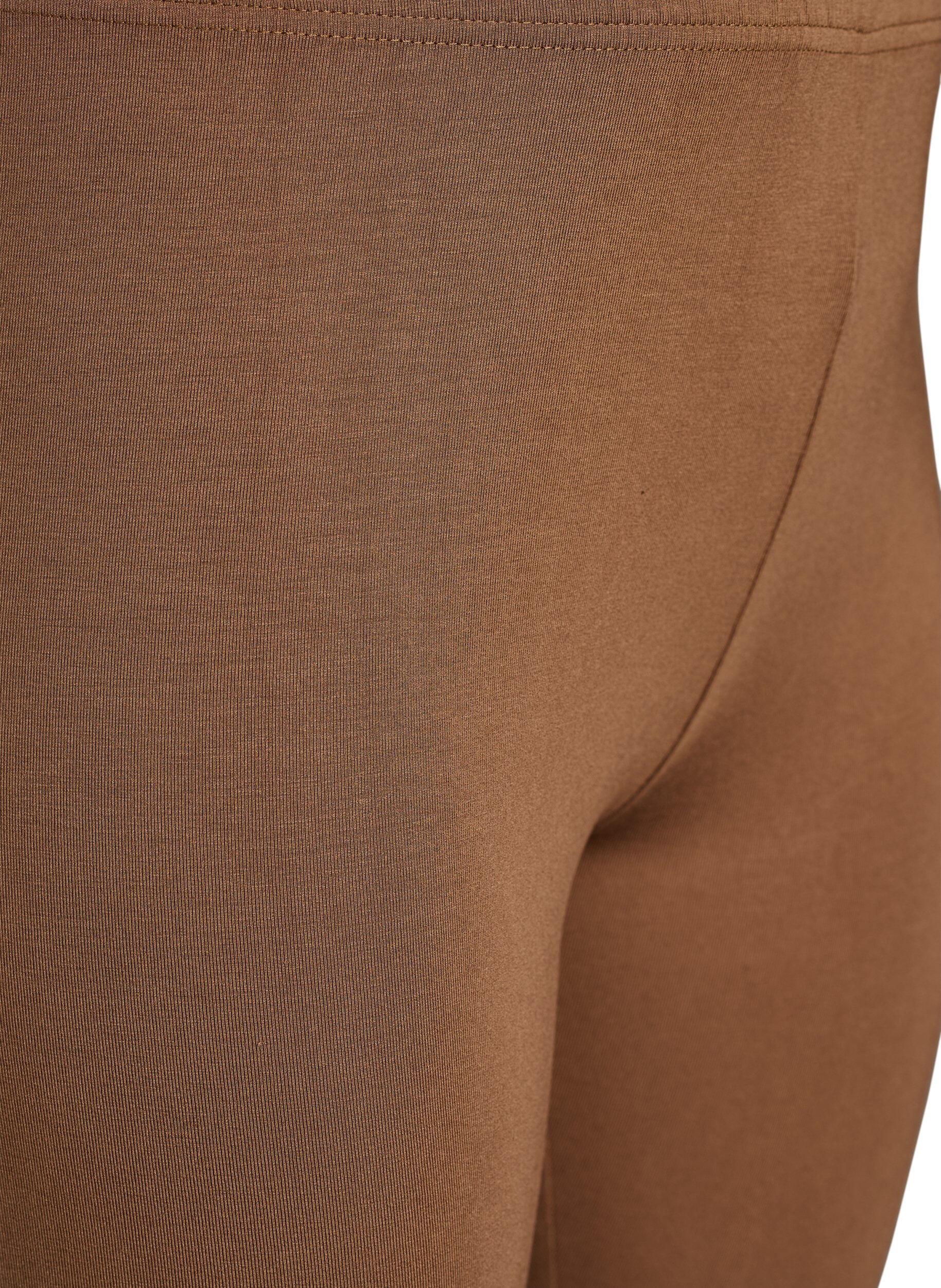 ZizziBasisleggings i viskose med 3/4-lengde, Brun, Packshot image number 2