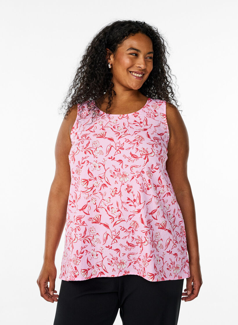 FLASH – Ermeløs topp med tekstur, Rosa, Model image number 0