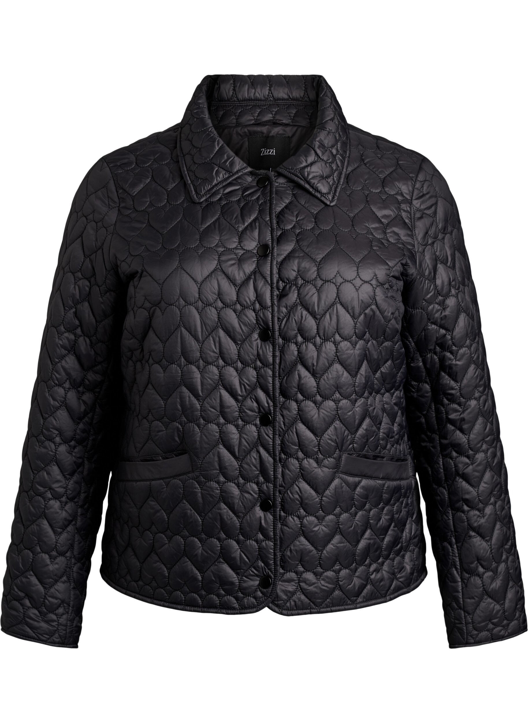 ZizziLett polstret jakke med dekorativ quilting, Svart, Packshot image number 0