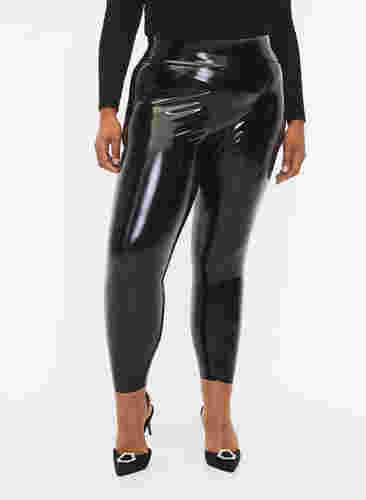 Wet look leggings, Black Shiny, Model image number 2