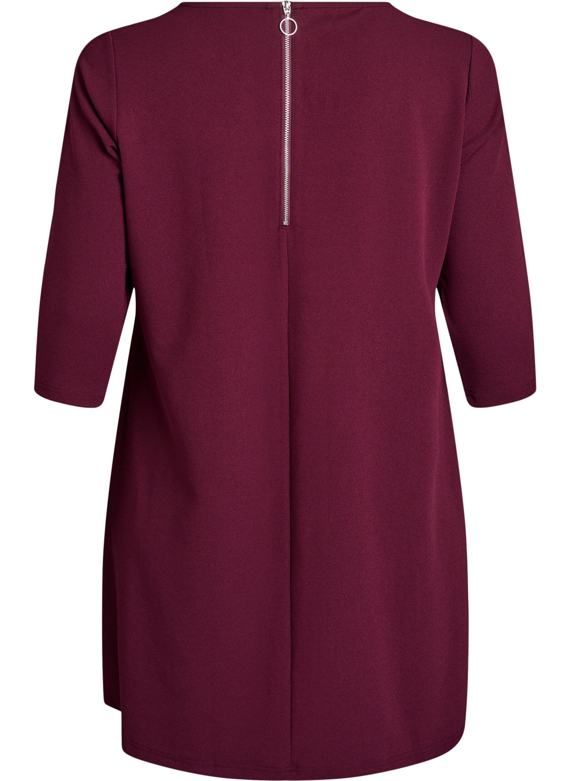 Zizzi FLASH - Kort A-linje kjole med 3/4 ermer, R&oslash;d, Packshot image number 1