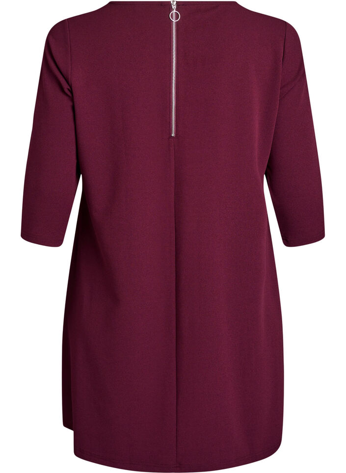 FLASH - Kort A-linje kjole med 3/4 ermer, Rød, Packshot image number 1