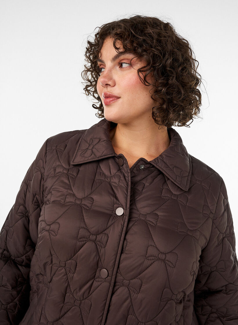 Lett polstret jakke med dekorativ quilting, Brun, Model image number 3