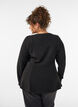 Jersey bluse med ribbet tekstur og A-linje passform, Svart, Model image number 2