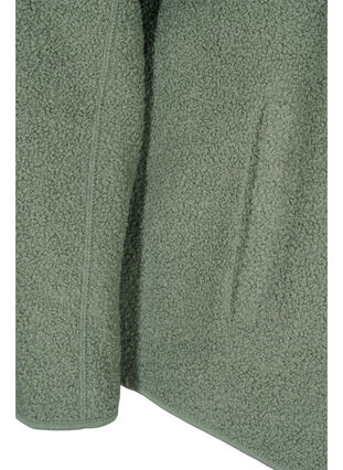 Kort teddyjakke med lommer, Agave Green, Packshot image number 3