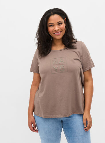 Kortermet T-skjorte i bomull med trykk, Falcon WAYS, Model image number 0