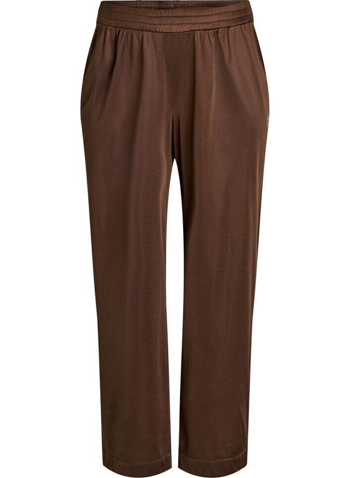 Joggebukse med sidelommer og striper, Brun, Packshot image number 0