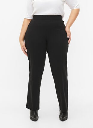 Zizzi Elastisk bukse i viskose, Black, Model image number 2
