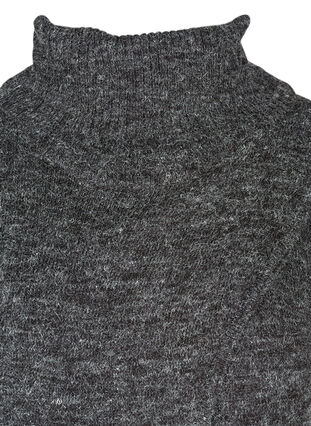 Melert strikkeponcho med rullekrage, Dark Grey Melange, Packshot image number 2
