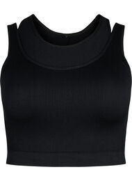 Sømløs sports-BH med dobbeltlag, Black