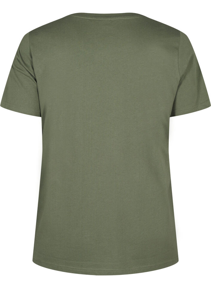 T-skjorte i økologisk bomull med sløyfedetaljer, Thyme, Packshot image number 1