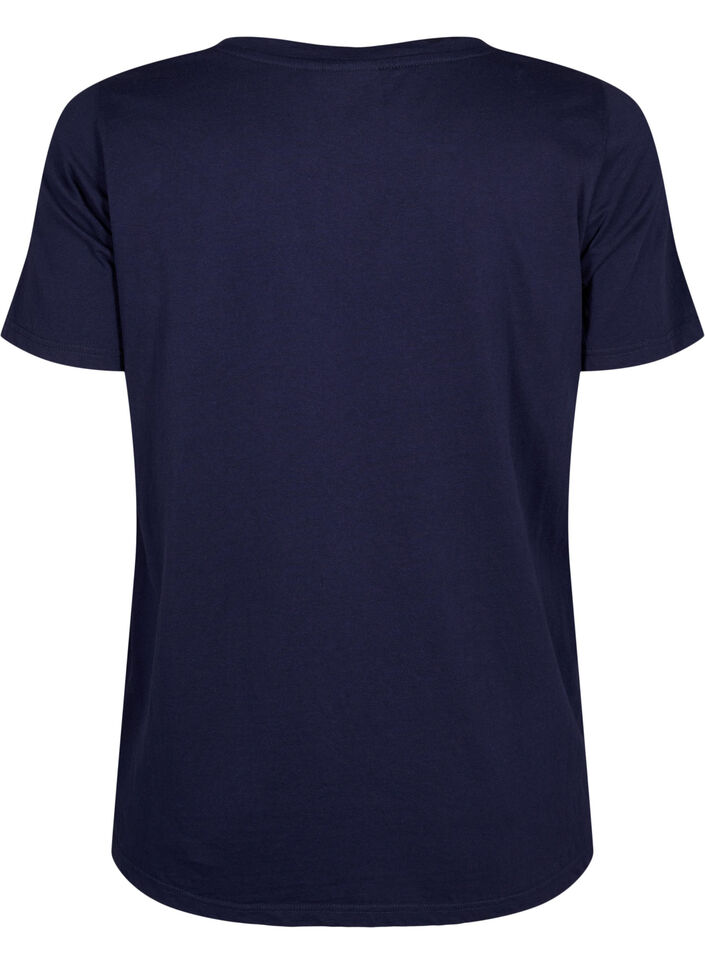 T-skjorte i bomull med tekstmotiv, Evening Blue w. 58, Packshot image number 1