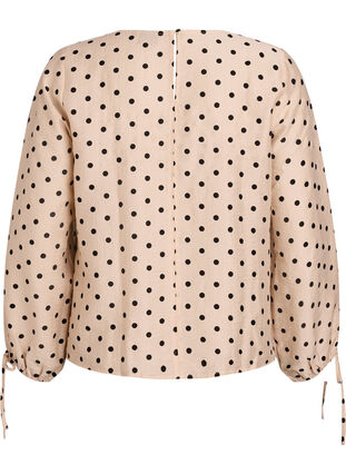 Zizzi Bluse med prikker og knytedetaljer, Beige, Packshot image number 1