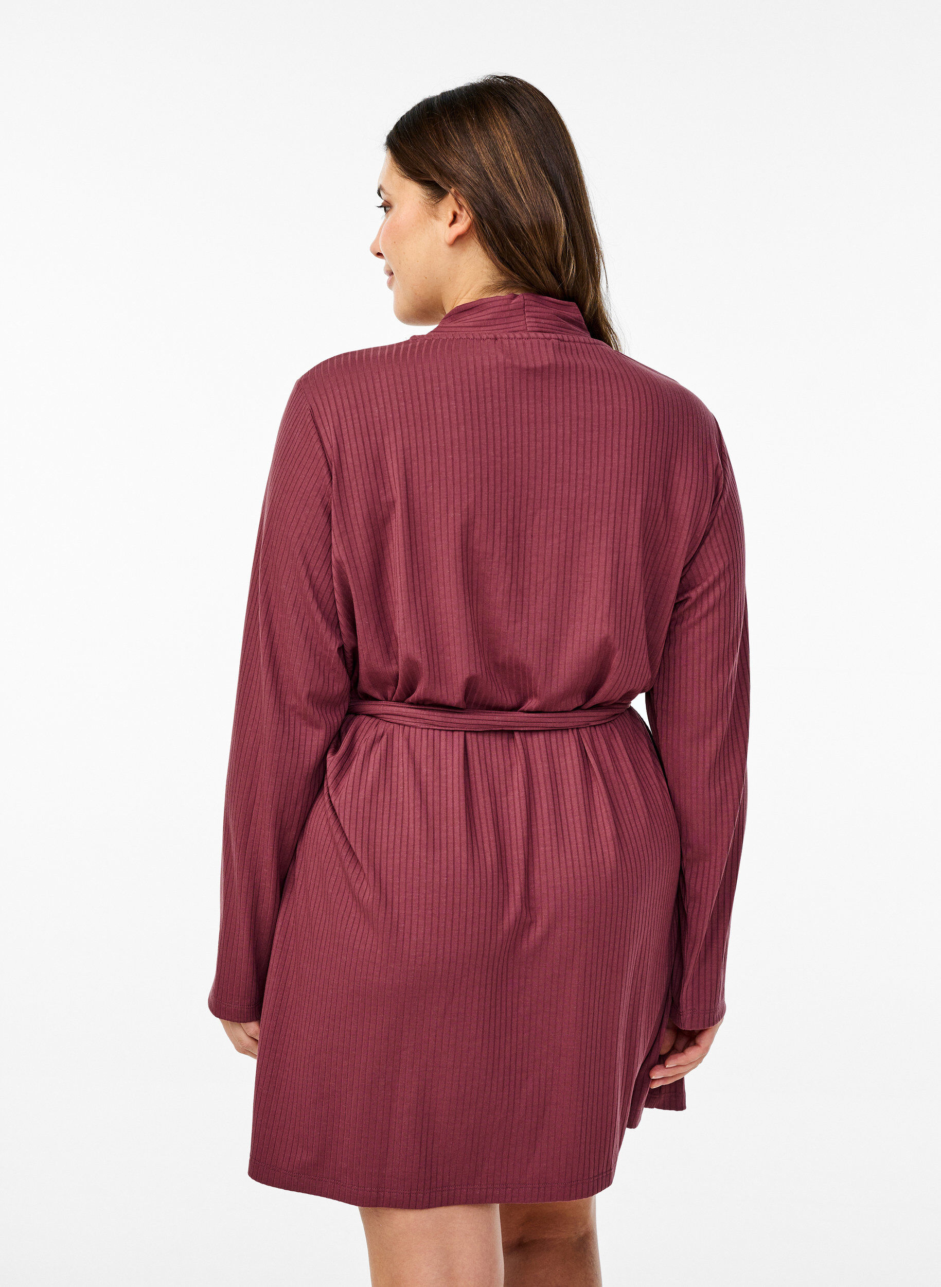 Zizzi Morgenk&aring;pe med knytebelte, Rose Brown, Model image number 1