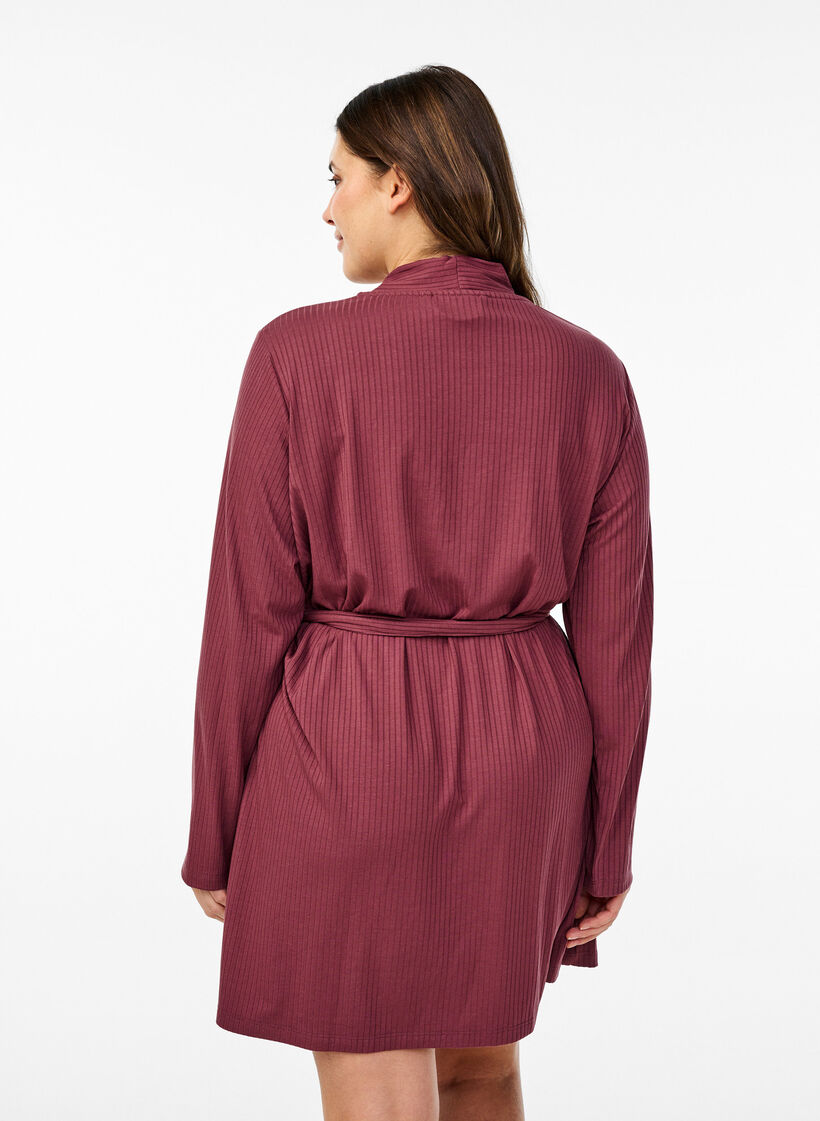 Morgenkåpe med knytebelte, Rose Brown, Model image number 1