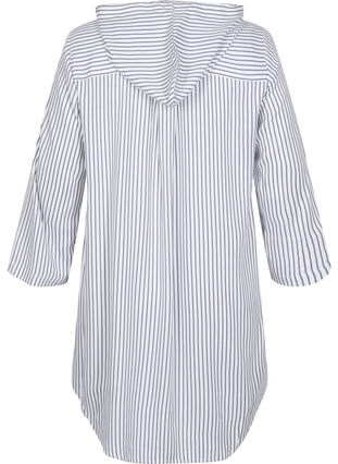 Mønstrete tunika med hette og 3/4-ermer, Black White Stripe, Packshot image number 1