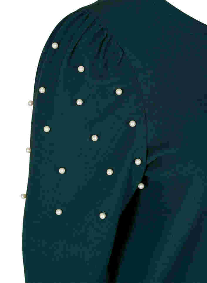 Bluse med lange ermer og dekorative perler, Ponderosa Pine, Packshot image number 3