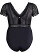 Body med blonder og korte ermer, Svart, Packshot image number 1