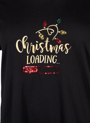 T-skjorte med julemotiv i bomull, Black Loading, Packshot image number 2