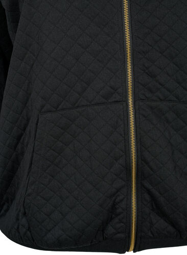 Vattert sportscardigan med hette, Black, Packshot image number 3