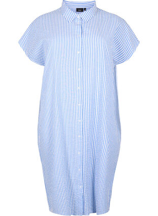 Lang stripete bomullsskjorte, Light Blue Stripe, Packshot image number 0