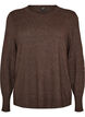 Strikkebluse med rund hals, Brun, Packshot image number 0