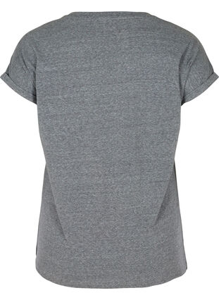 Melert T-skjorte i bomull , Black Melange, Packshot image number 1