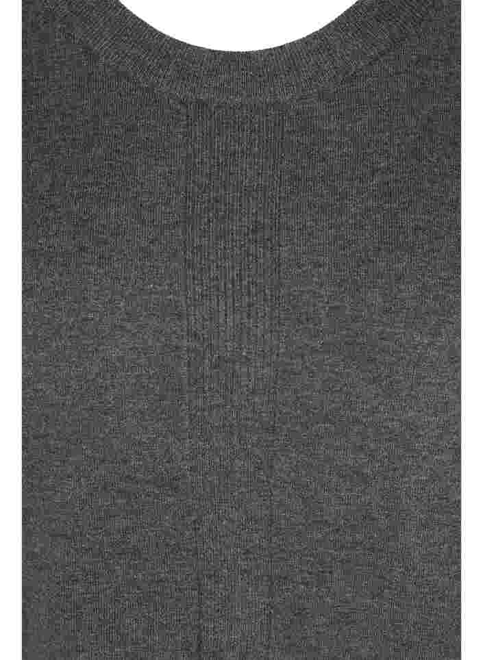 Melert strikkegenser med rund hals, Dark Grey Melange, Packshot image number 2
