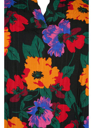Blomstrete bluse med 3/4-ermer, Multi Flower AOP, Packshot image number 2