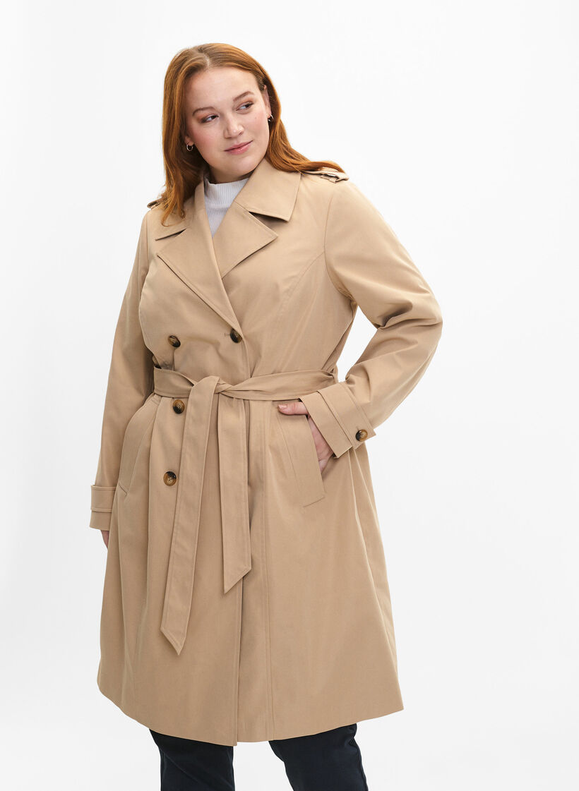 Trenchcoat med lommer og belte, Nomad, Model image number 0