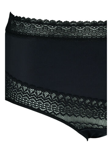 Truse med høyt liv og blondedetaljer, Black, Packshot image number 2