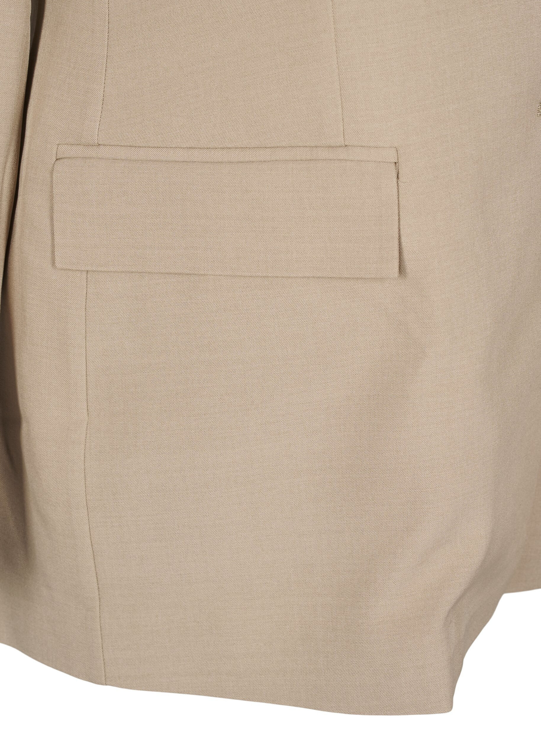 Zizzi FLASH - Blazer med lommer og splitt, Beige, Packshot image number 3