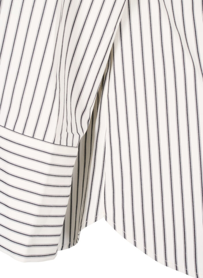 Stripet skjorte med brede mansjetter, White/Black Stripe, Packshot
