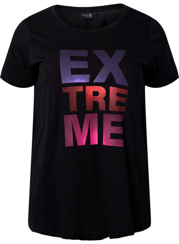 T-skjorte til trening med trykk, Black w. Extreme, Packshot image number 0