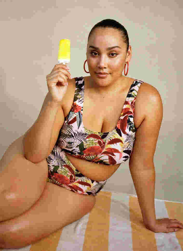 Bikinitruse med høyt liv og mønster, Palm Print, Image