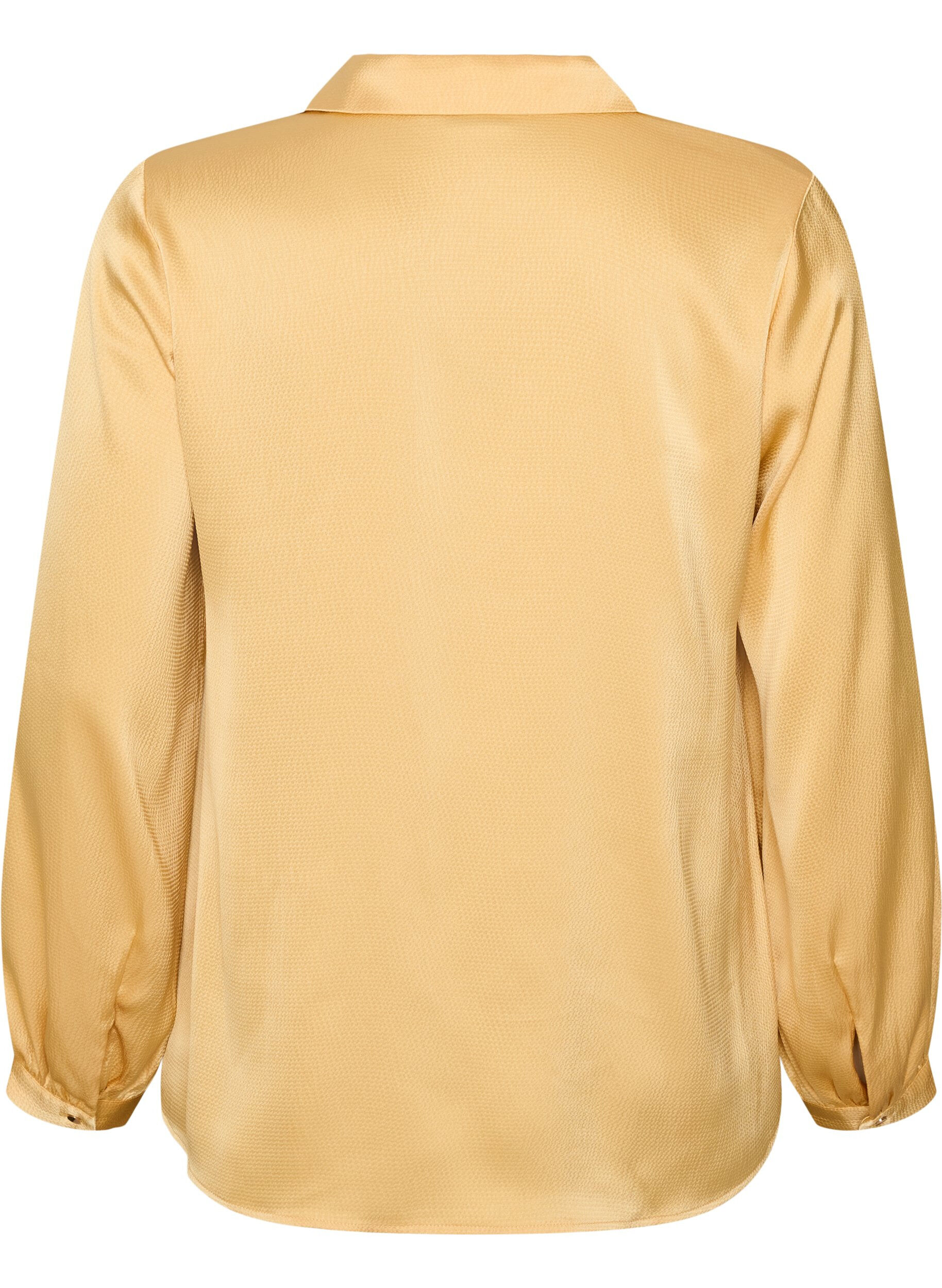 ZizziBluse med skjortekrage og V-hals, Gul, Packshot image number 1