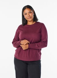 FLASH – strikket bluse med rund hals, Rød FLASH – strikket bluse med rund hals, Rød, Model