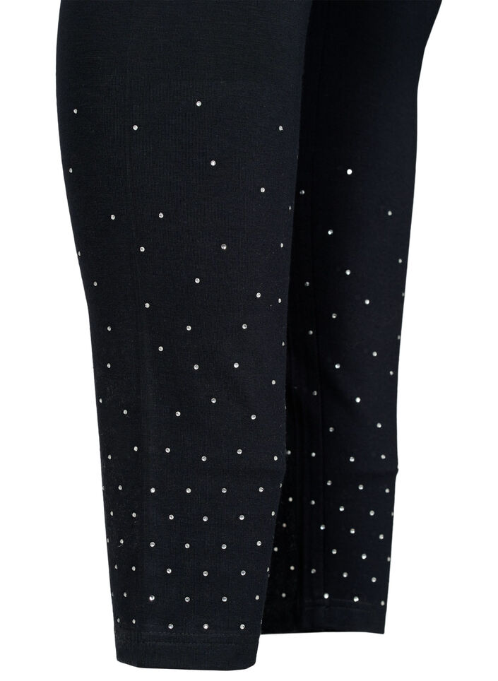 Leggings i viskose med stener, Black, Packshot image number 3