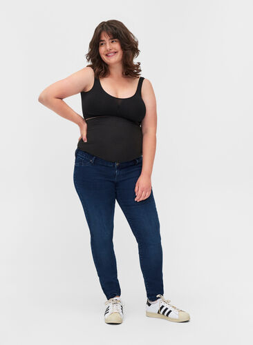Jeggings til gravide i en bomullsmiks, Dark blue denim, Model image number 0