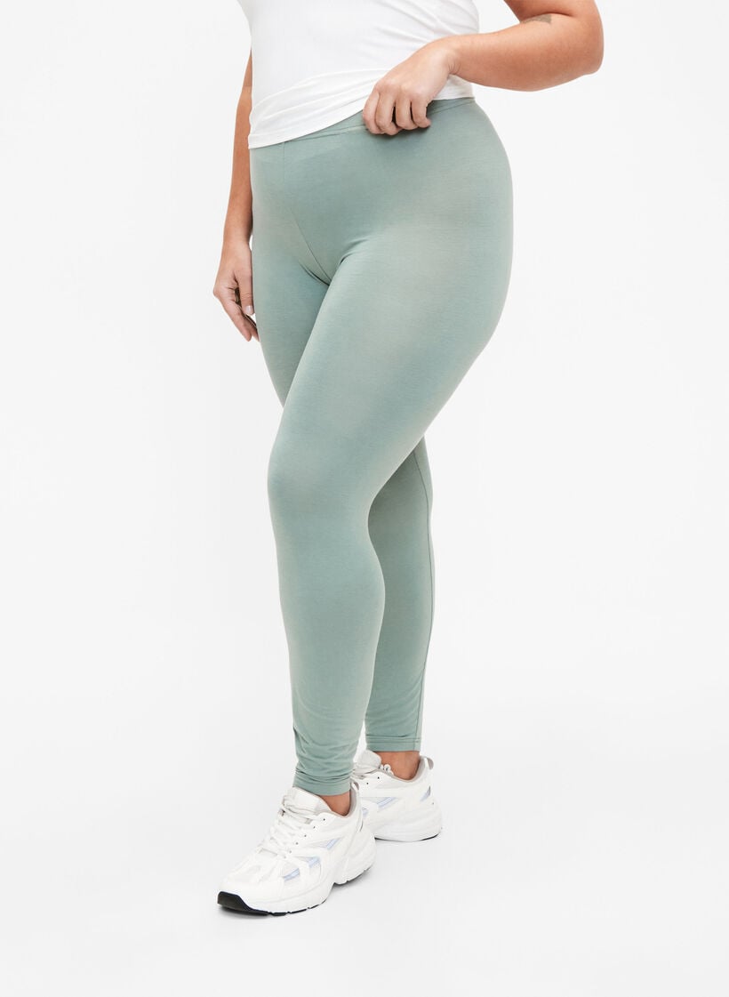 Basis leggings i viskose, Grønn, Model image number 0