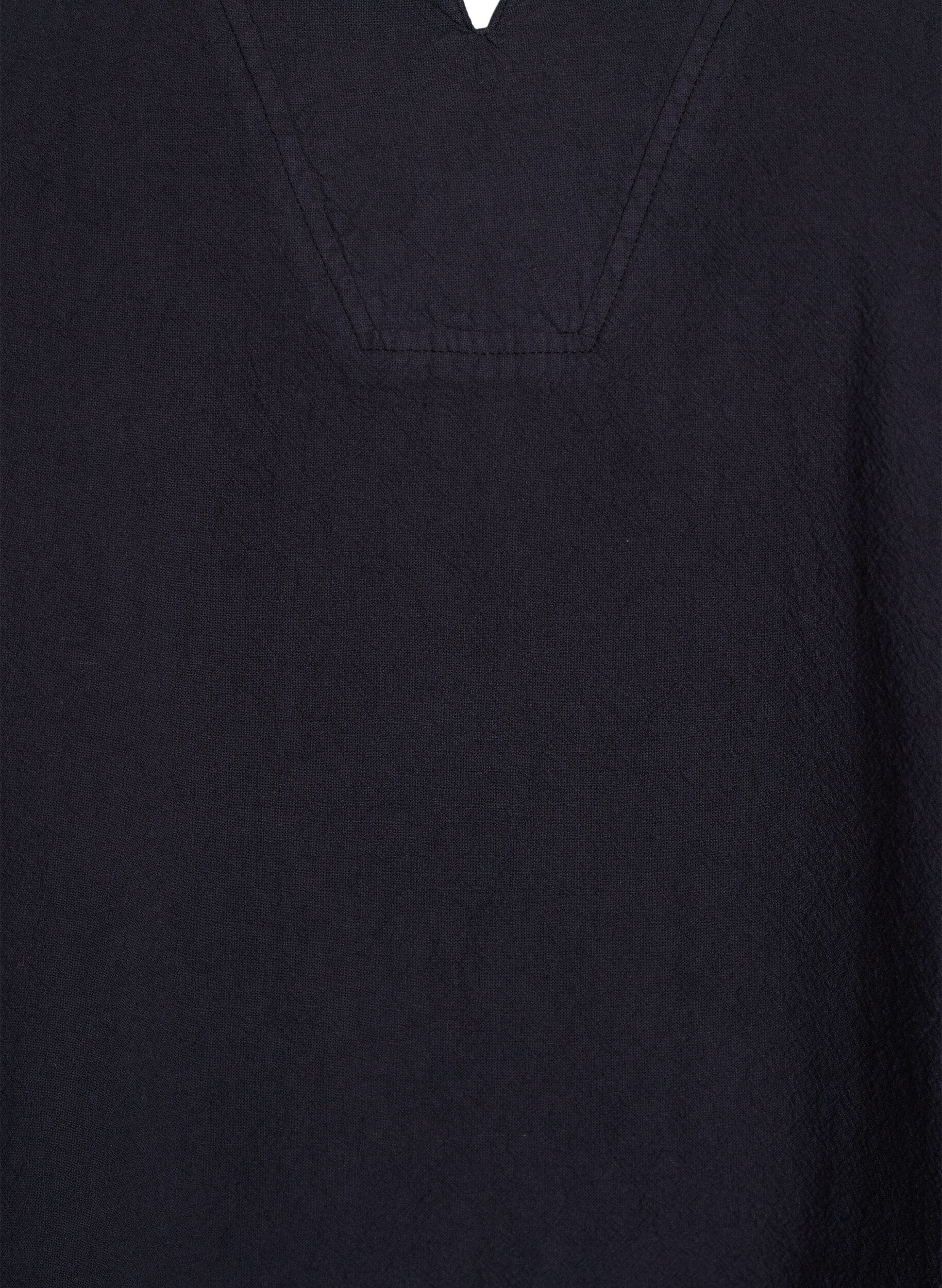 Zizzi L&oslash;s bluse med krage og 1/2 ermer, Svart, Packshot image number 2