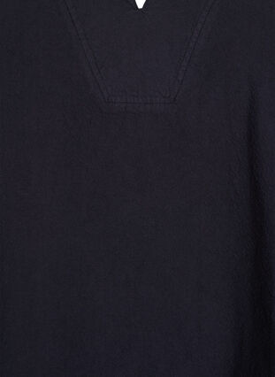 Zizzi Løs bluse med krage og 1/2 ermer, Svart, Packshot image number 2